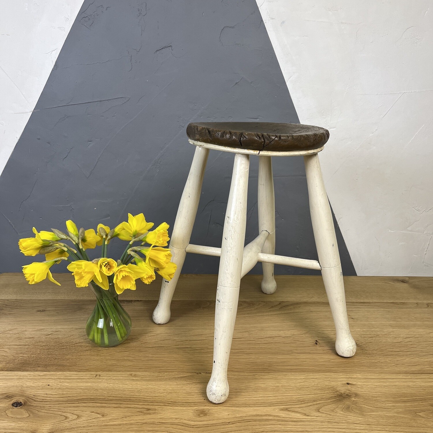 ​Vintage Victorian Farmhouse Stool Rustic Seat Bedside Plant Stand