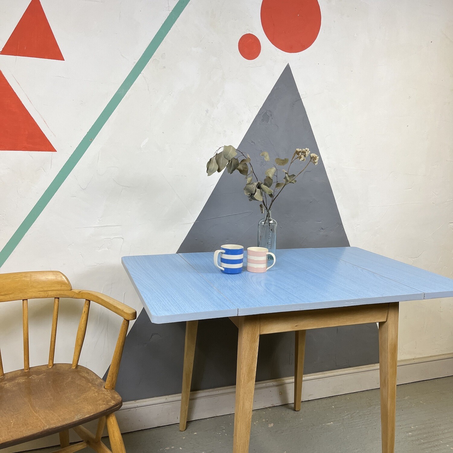 Blue Formica Kitchen Extending Dining Table Mid Century Kitchen