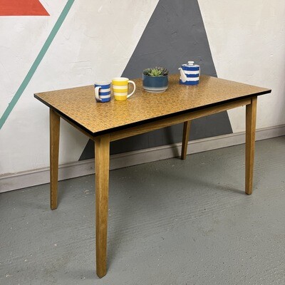 Mid Century Vintage Orange Floral Formica Table