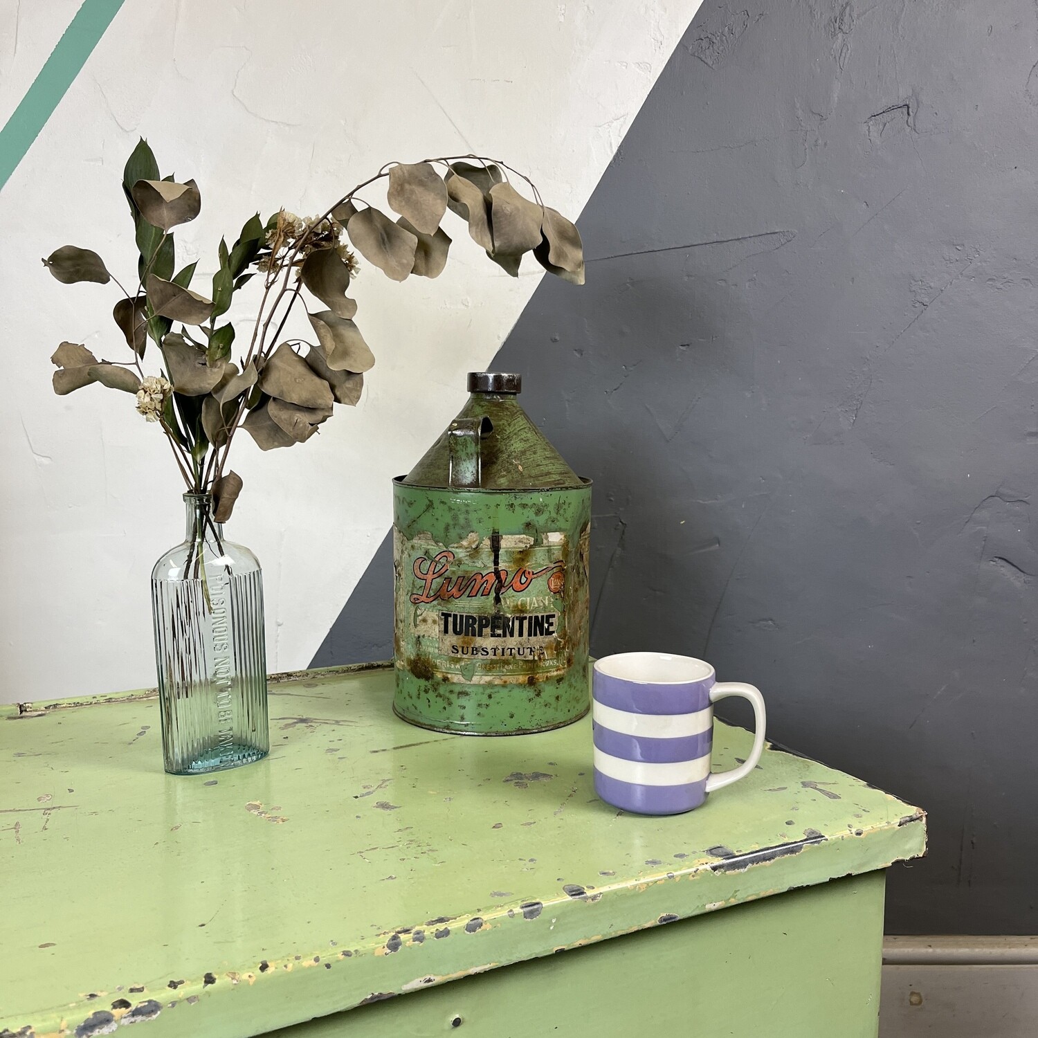 Green Industrial Metal Trunk Vintage Chest Storage Coffee Table