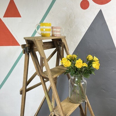 Antique Library Vintage Step Ladder Wooden Pine