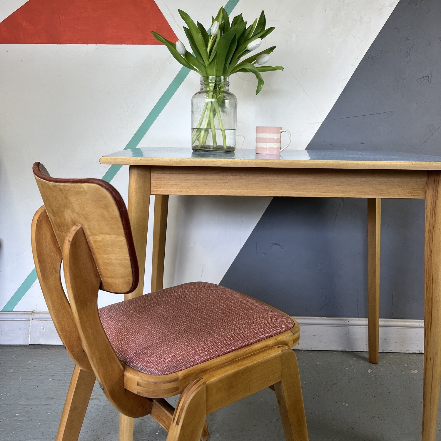 Mid Century 1960s Red Kitchen Dining Chair Vintage Kitsch