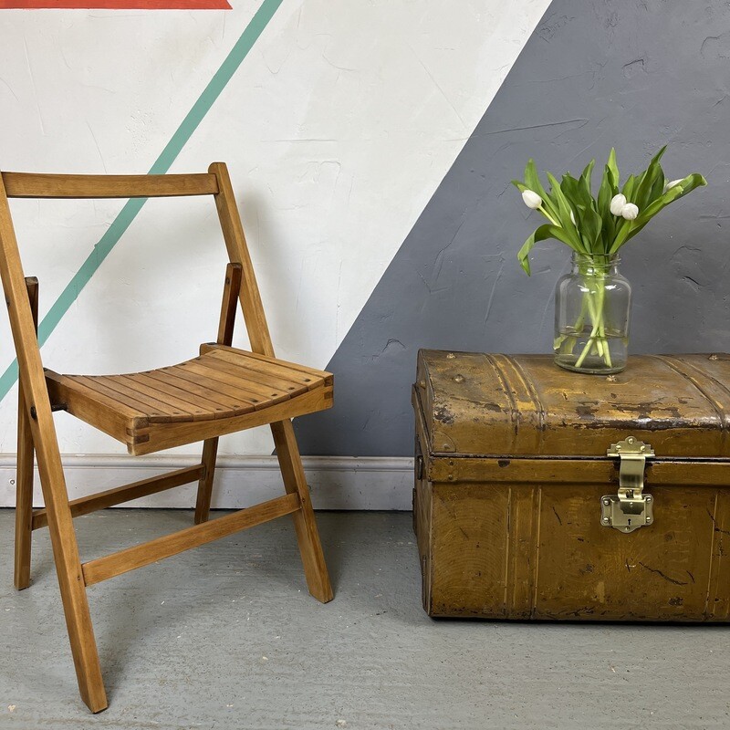 ​Folding Chair Mid Century Folding Vintage Wooden Dining Seat Patio Garden