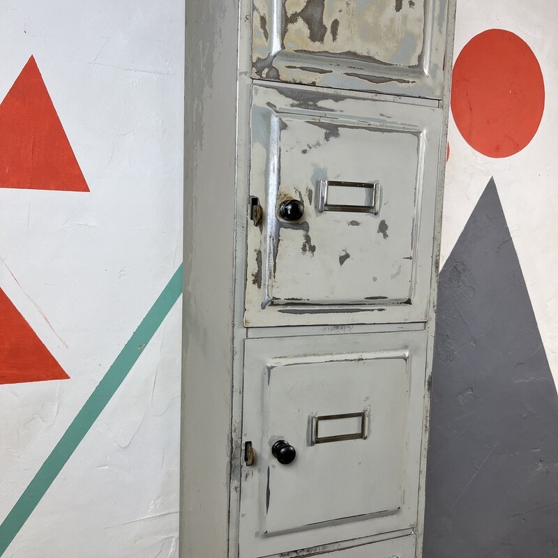 Old Metal Locker 1960s Vintage Industrial Storage Cupboard