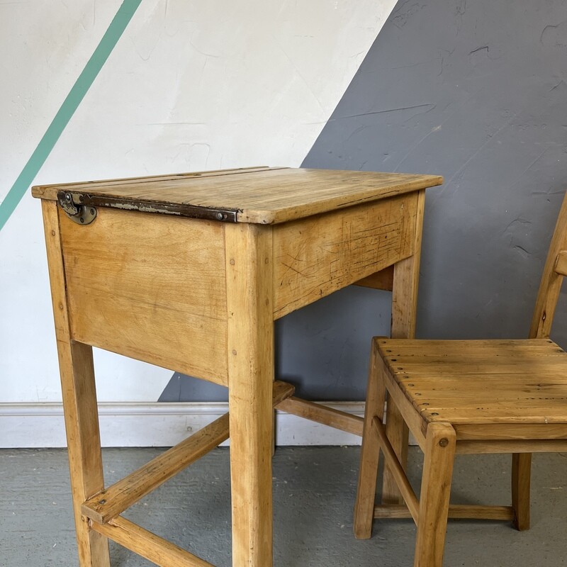 Adult Vintage Single School Desk 1960s Table Laptop Office  Storage