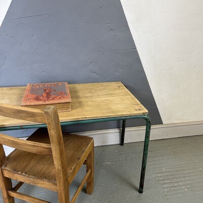 Mid Century Green Metal Industrial School Desk Table Kids
