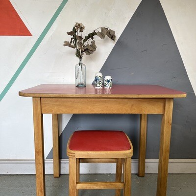 ​Vintage Red Formica Kitchen Dining Table Mid Century Desk