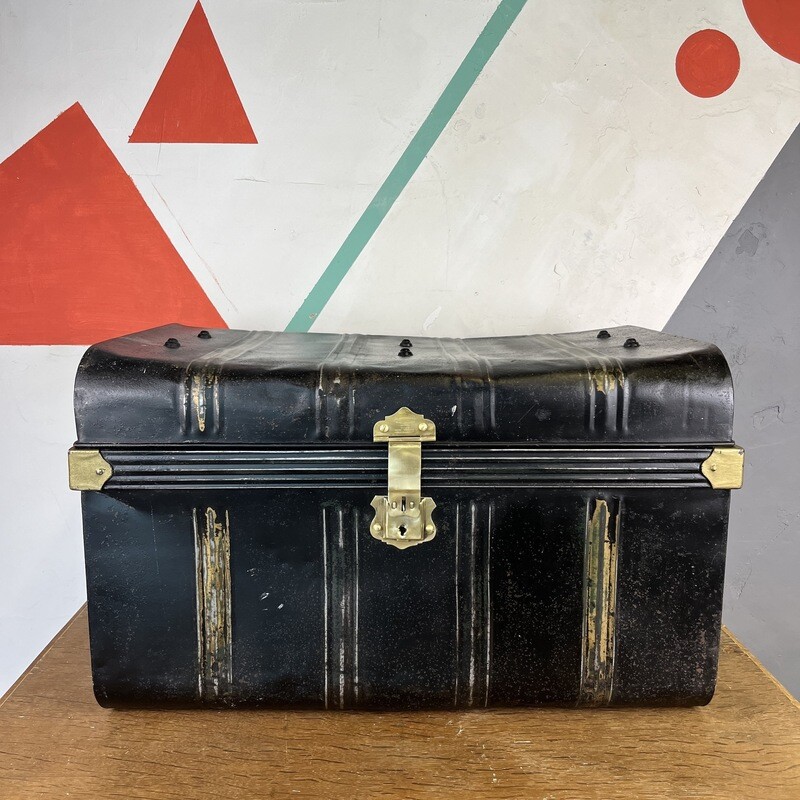 Metal Trunk Vintage 1930s Coffee Table Toy Box Chest