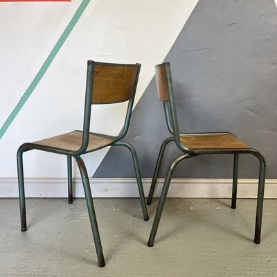 ​Vintage Mid Century Stacking Chair Industrial Tubular Seating