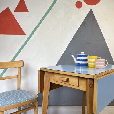 ​Vintage Kitchen Formica Dining Table Blue Mid Century 1960s