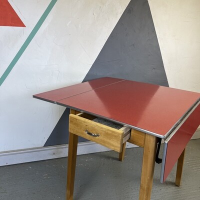Mid Century Red Formica Table Vintage Dining Extending