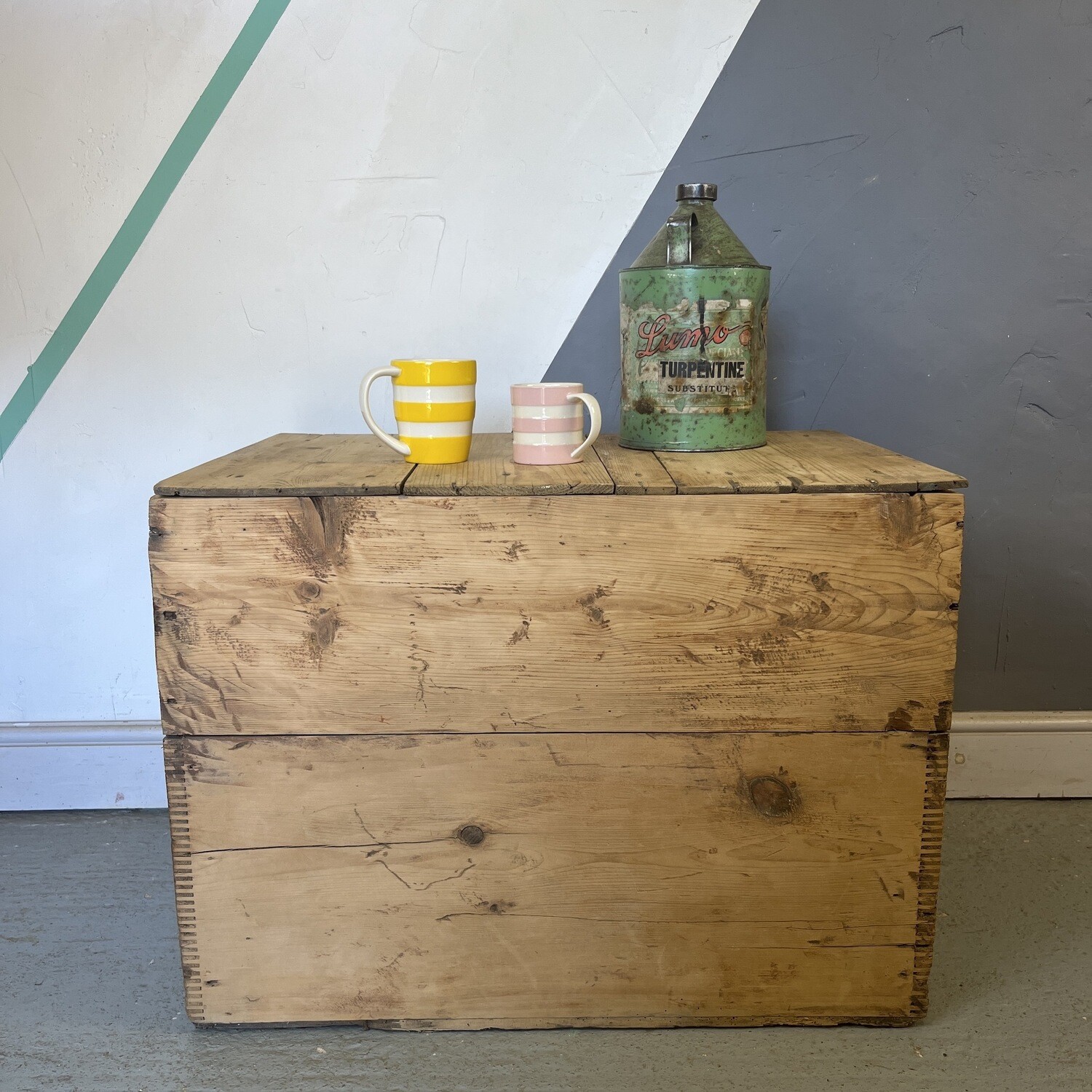 Pine Tools Box Storage 1940s Trunk Crate