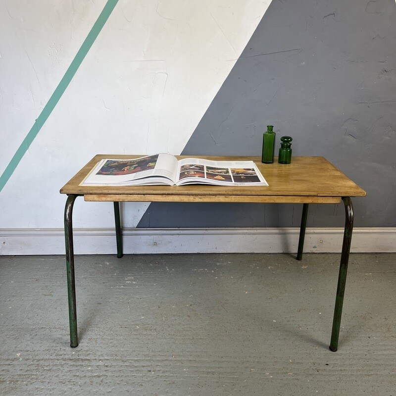 Mid Century Green Metal Industrial School Desk Table Kids