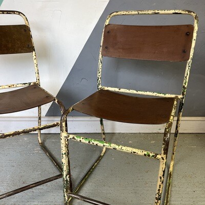 Industrial Stacking Chair 1950s Mid Century Tubular French Seat