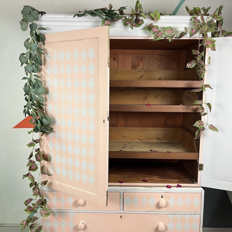 Painted Antique Mahogany Linen Press Edwardian Storage Cupboard Farmhouse