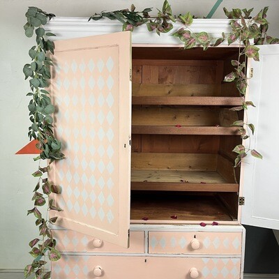 Painted Antique Mahogany Linen Press Edwardian Storage Cupboard Farmhouse