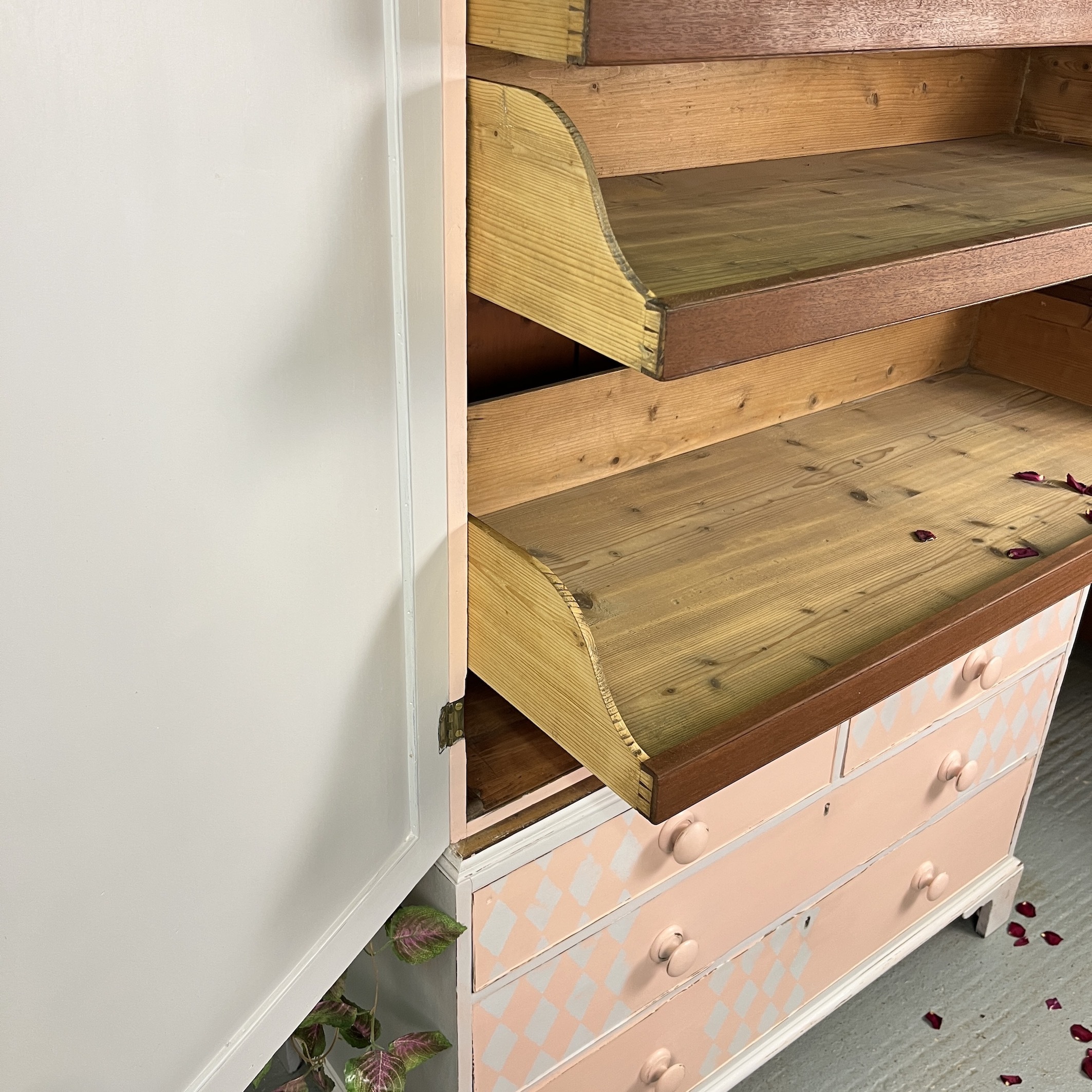 Painted Antique Mahogany Linen Press Edwardian Storage Cupboard Farmhouse