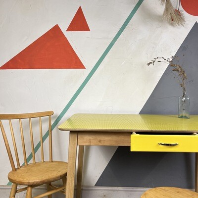 ​Yellow Formica Kitchen Vintage Dining Table 1960s Vintage Kitsch Old