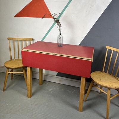 Vintage Red Formica Kitchen Dining Table Extending Mid Century