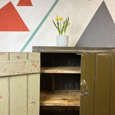 ​Rustic Green Pine Farmhouse Storage Cupboard