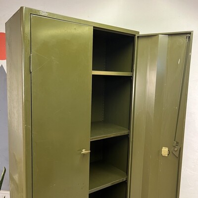 Industrial vintage Green Metal Storage Cupboard Cabinet Workshop