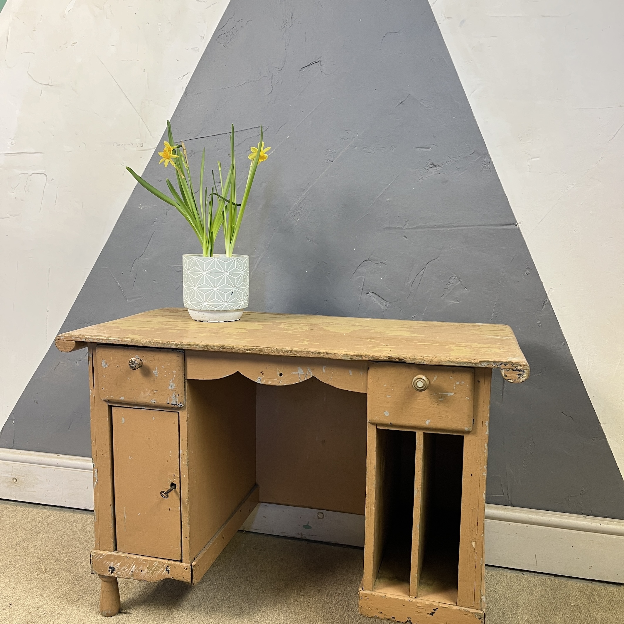 Victorian Pine Childs Desk Chippy Paint TV Stand