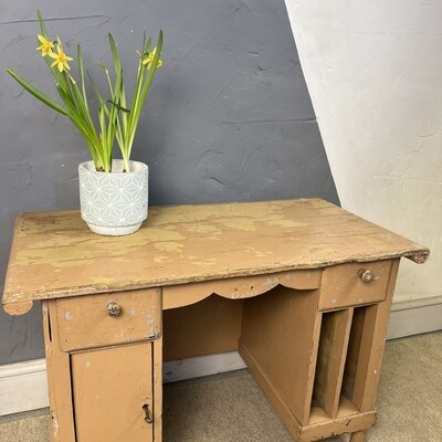 ​Victorian Pine Childs Desk Chippy Paint TV Stand