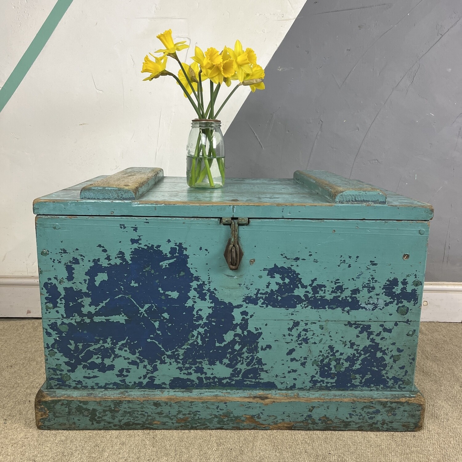 ​Industrial Vintage Storage Trunk Chest 1940s Tools Box