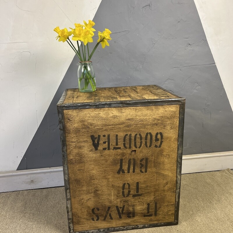 ​Vintage Tea Chest Trunk Wooden Box Crate Storage Side Table Bed Side
