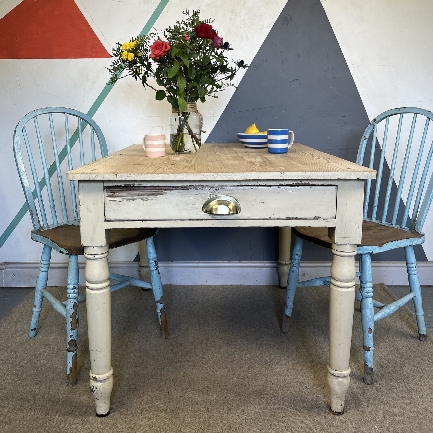 Rustic Pine Victorian Farmhouse Dining Table