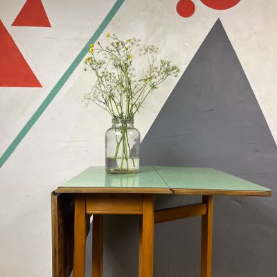 ​Vintage Mid Century Formica Green Kitchen Dining Table Extending