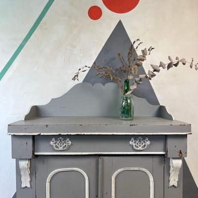 Mahogany French Painted Grey Sideboard