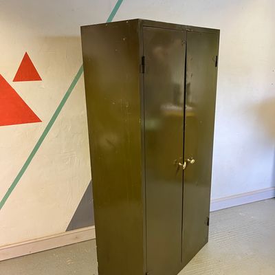 Industrial vintage Green Metal Storage Cupboard Cabinet Workshop