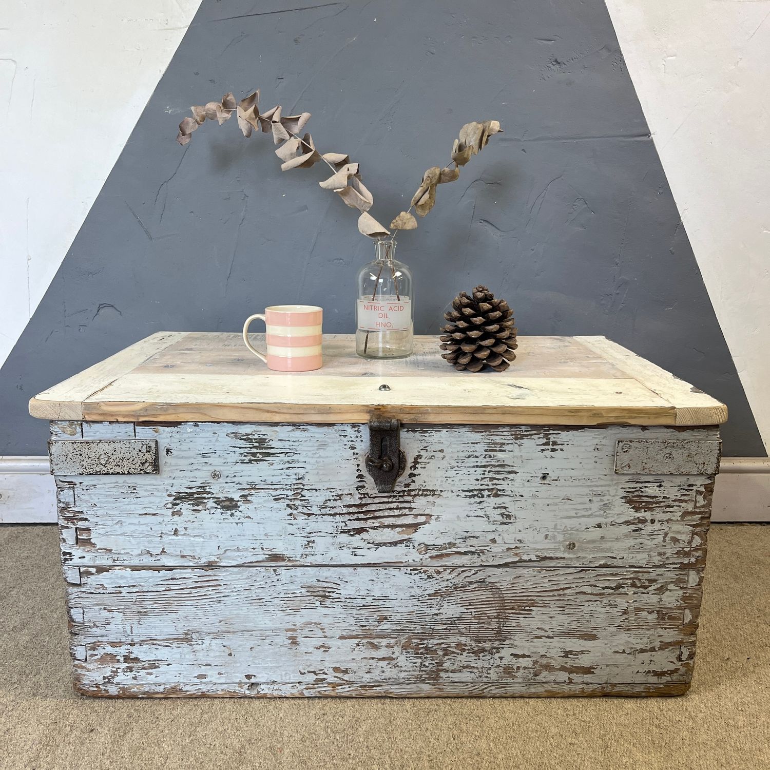 White Pine Trunk Chest Box Antique Rustic Coffee Table Storage