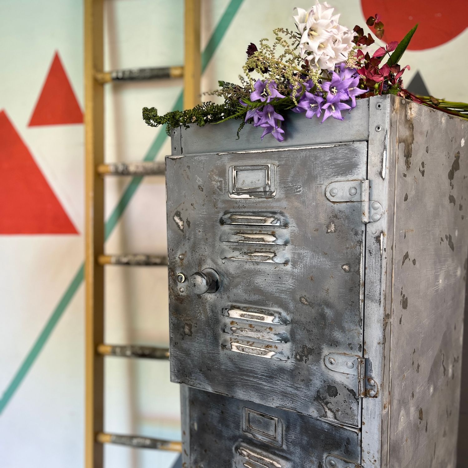 ​Old Metal Locker 1960s Vintage Industrial Storage Cupboard