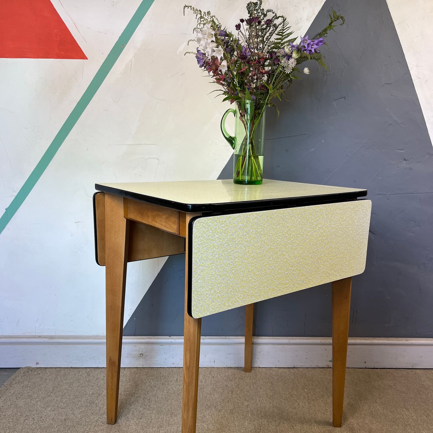 Yellow Grey Mid Century Folding Formica Table