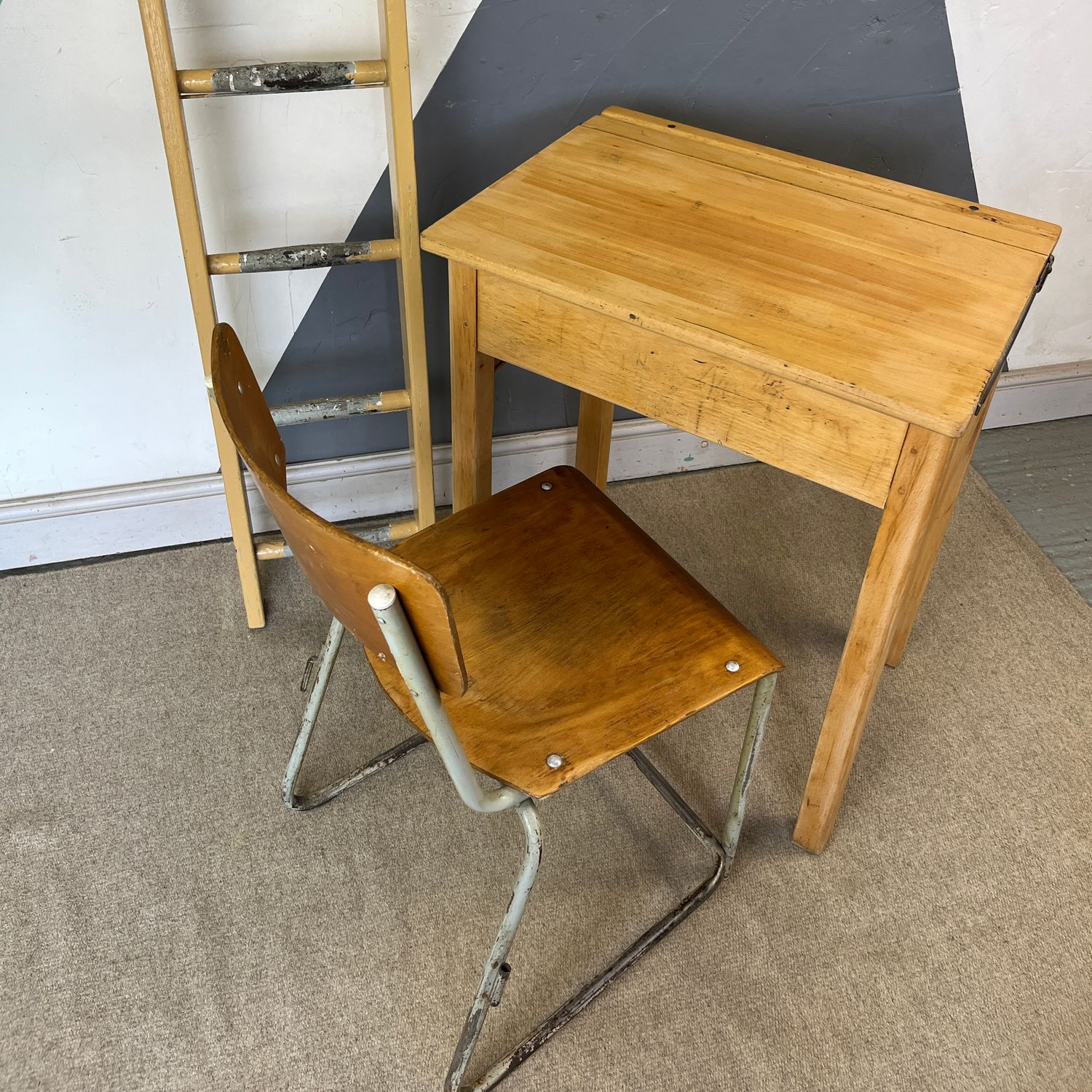 Adult Vintage Single School Desk