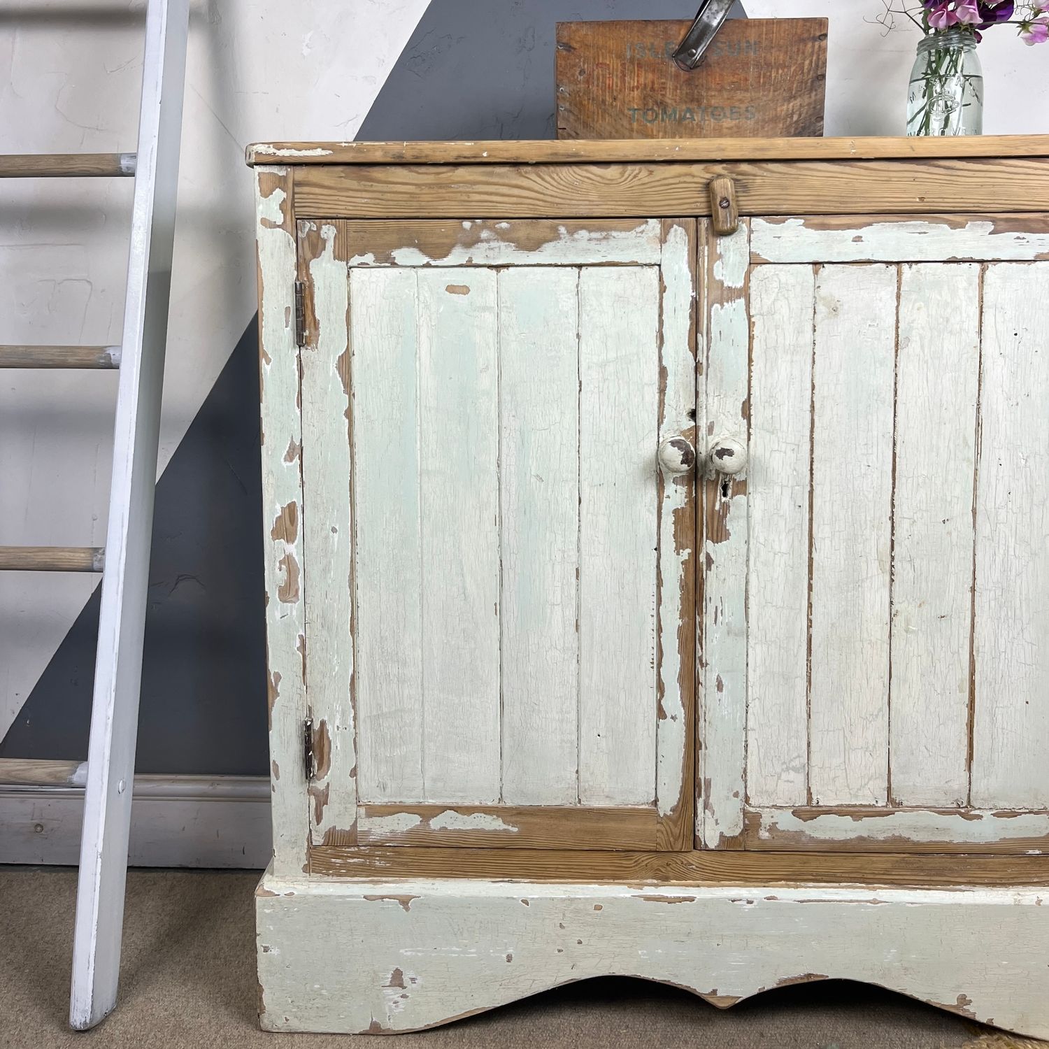 Vintage Rustic Pine Painted Sideboard