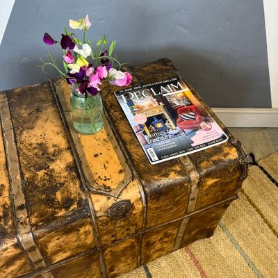 Industrial Vintage Trunk Chest 1930s Metal Storage