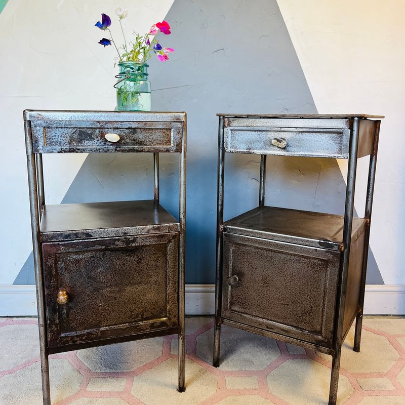 ​Industrial Mid Century Bedside Cabinet Cupboard