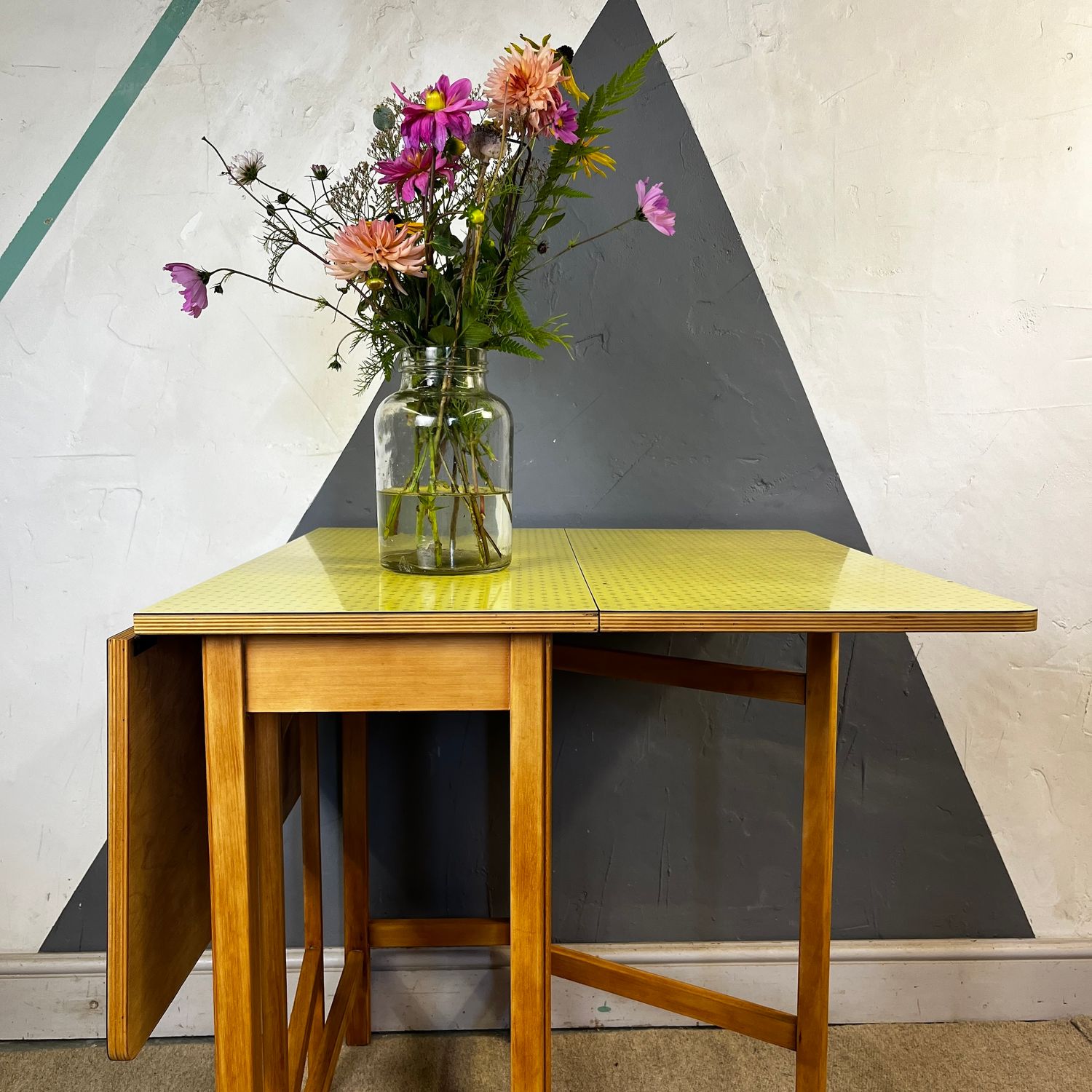​Vintage Yellow Formica Table Folding 1960s