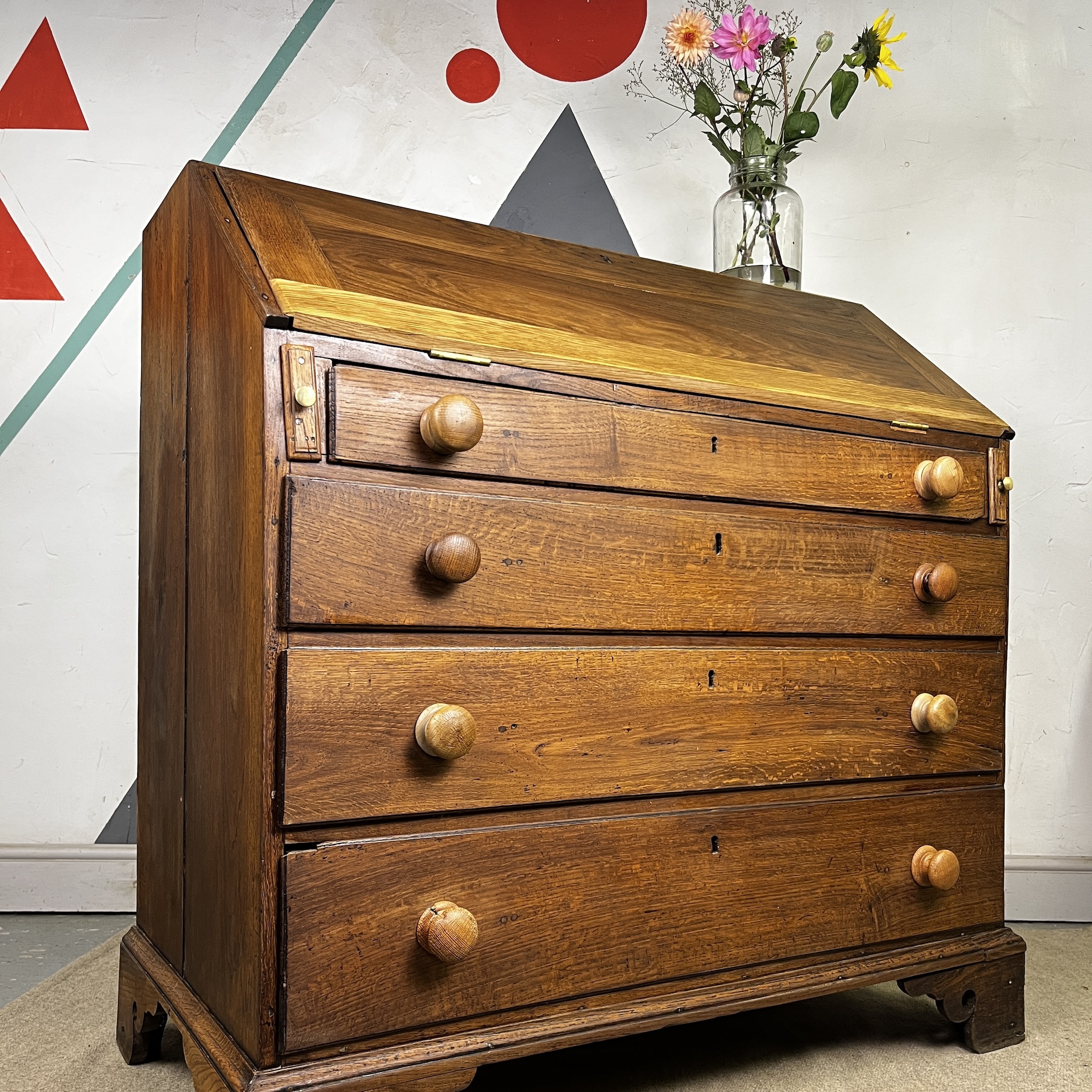 Antique Oak Writing Bureau