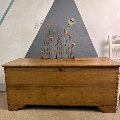 Large Victorian Pine Chest Trunk Blanket Box Storage Coffee Table