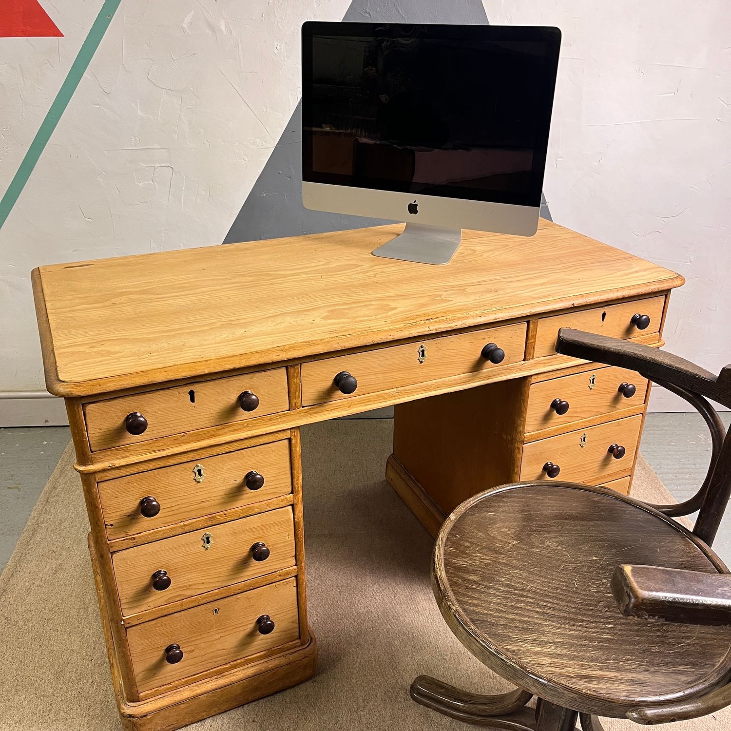 ​Victorian Antique Pine Office Desk Drawers