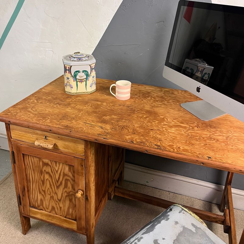 ​Mid Century Pitch Pine Desk Home Office