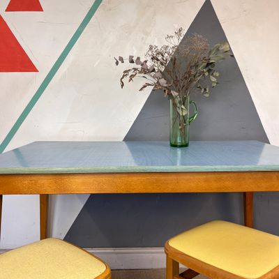 Blue Mid Century Formica Kitchen Table