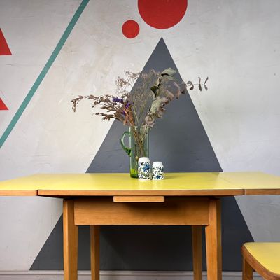Vintage Yellow Formica Table Kitchen Dining Extending