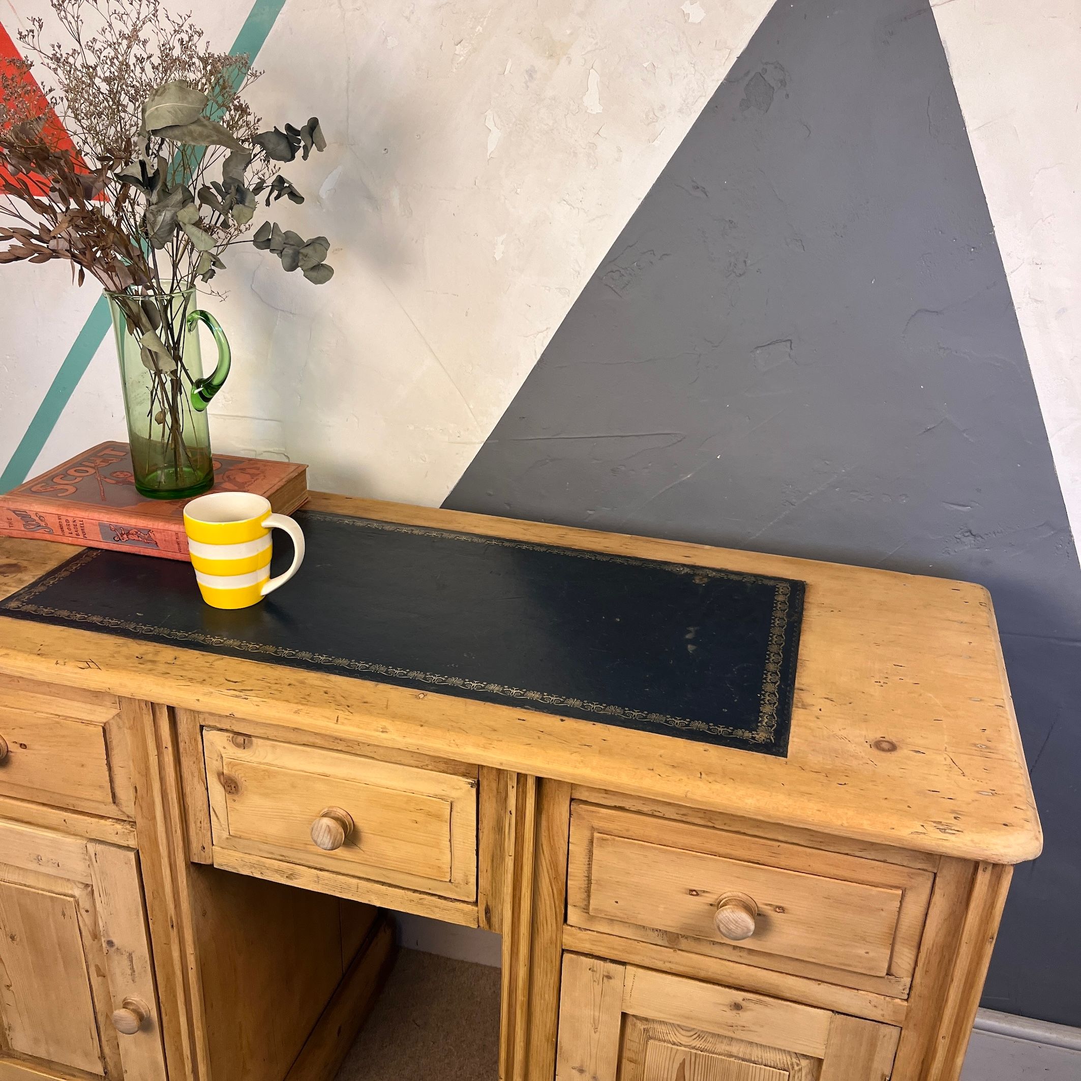 Antique Pine Office Desk Drawers
