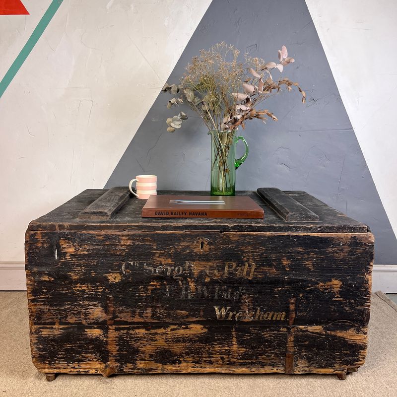 ​Large Military Chest Wooden Coffee Table Trunk Box