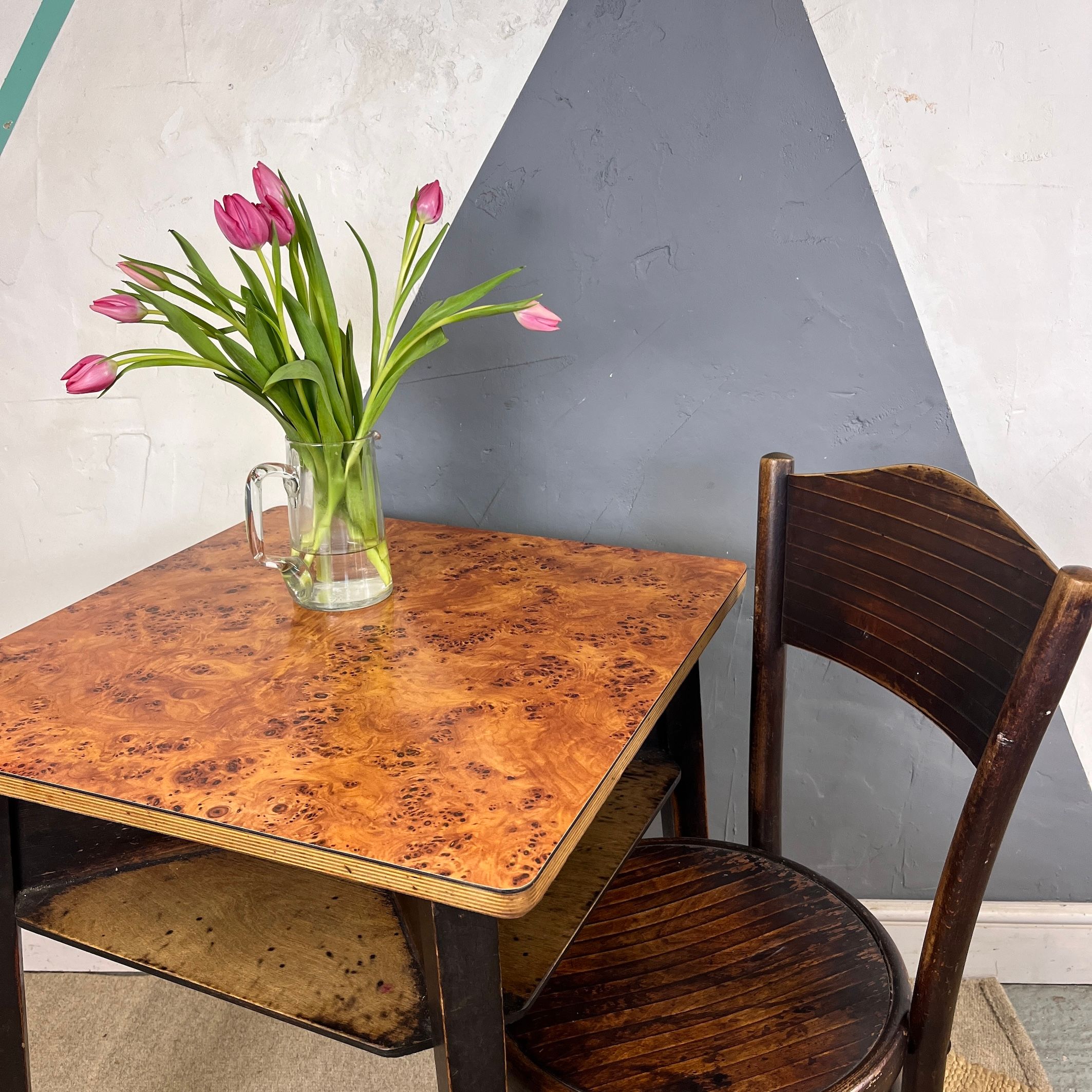 Tan Mid Century 1950s Formica Pub Table